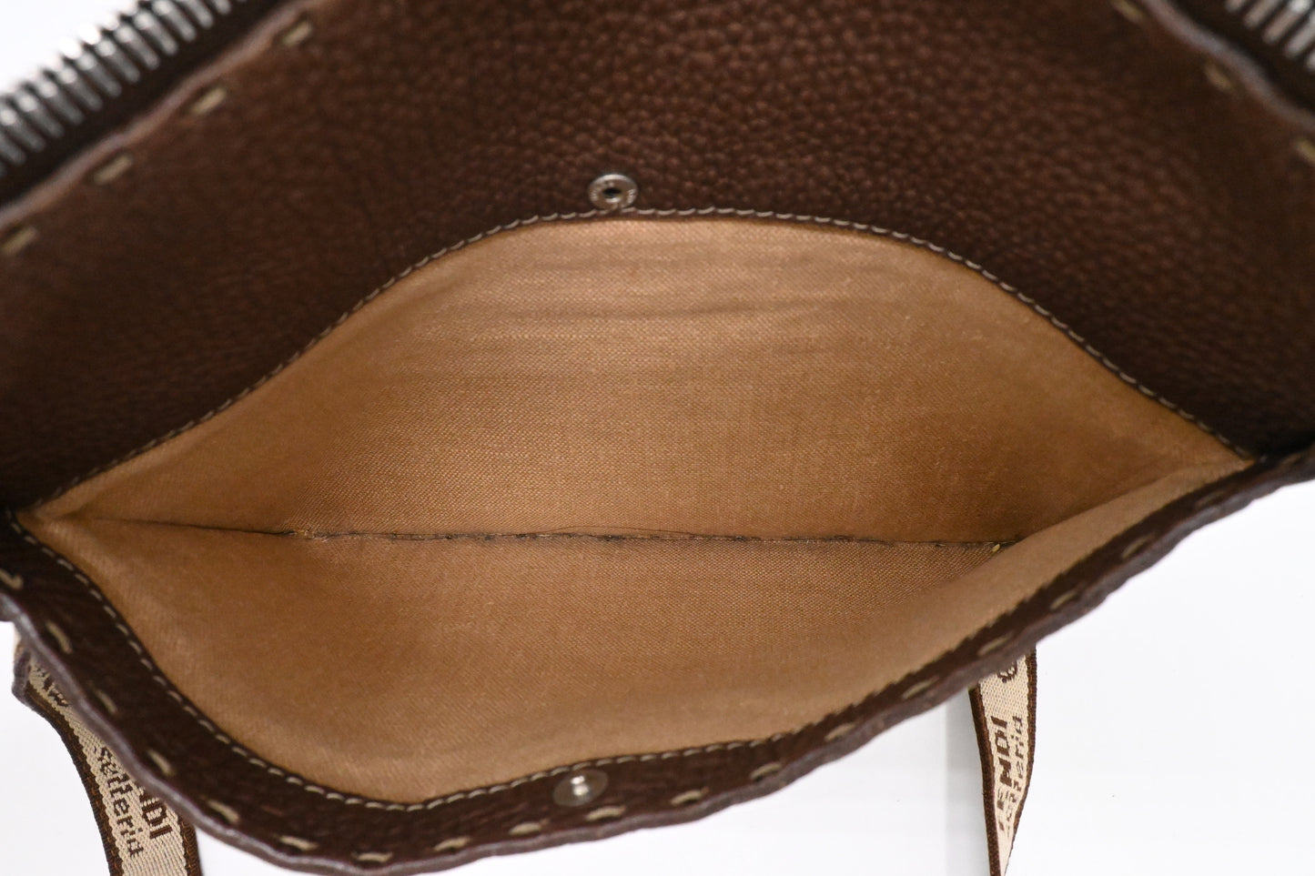 Fendi Selleria Crossbody in Metallic Brown Leather