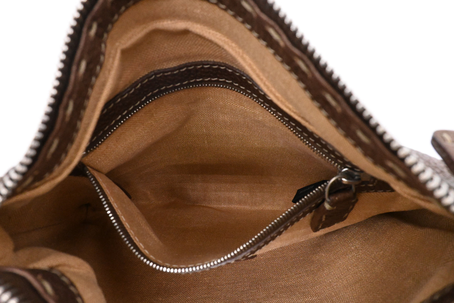 Fendi Selleria Crossbody in Metallic Brown Leather