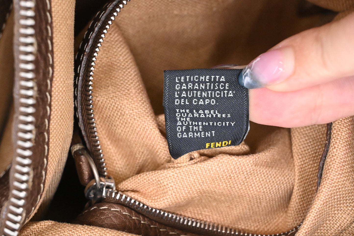 Fendi Selleria Crossbody in Metallic Brown Leather