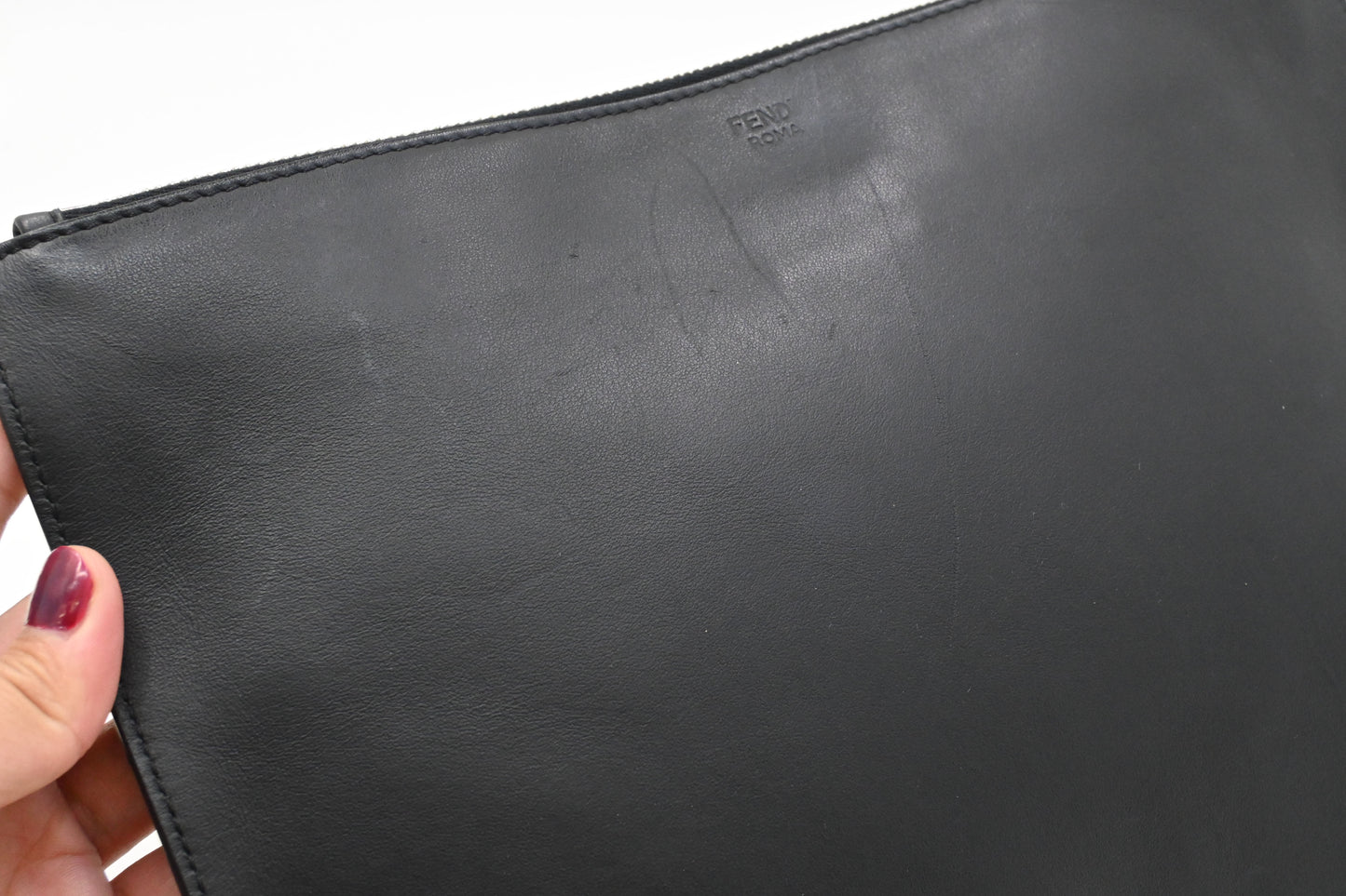 Fendi Monster Clutch in Black Leather