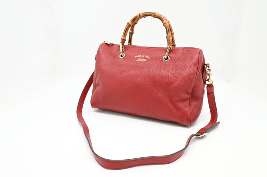 Gucci Bamboo 2way Bag in Red Leather