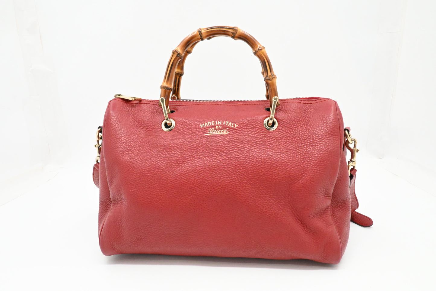 Gucci Bamboo 2way Bag in Red Leather