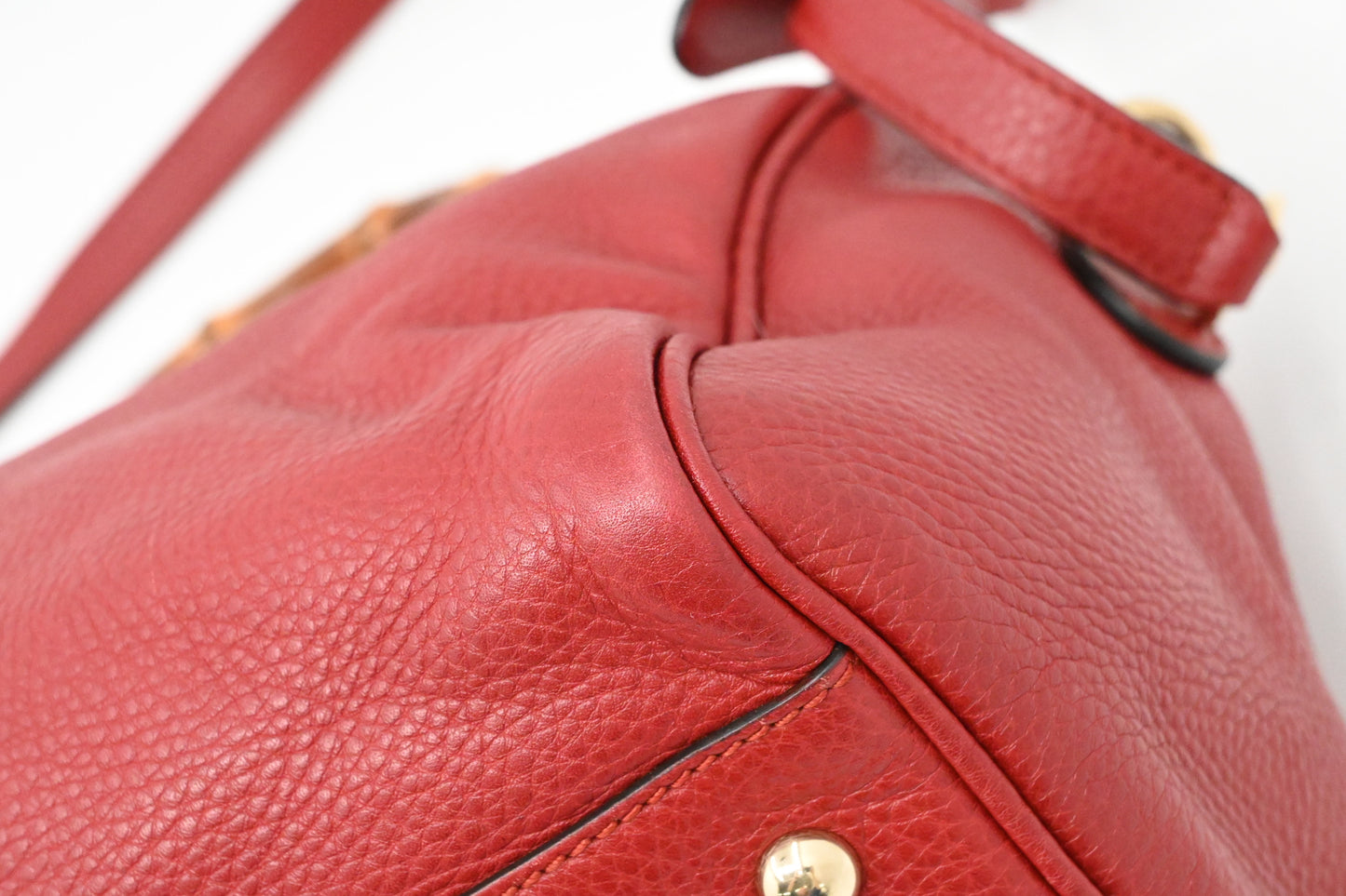 Gucci Bamboo 2way Bag in Red Leather