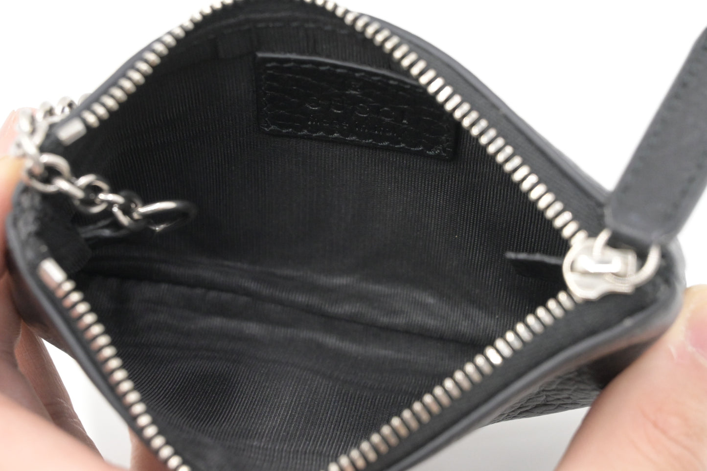 Gucci Coin Case in Dollar Calfskin Black Leather
