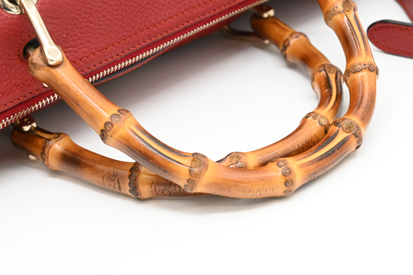 Gucci Bamboo 2way Bag in Red Leather
