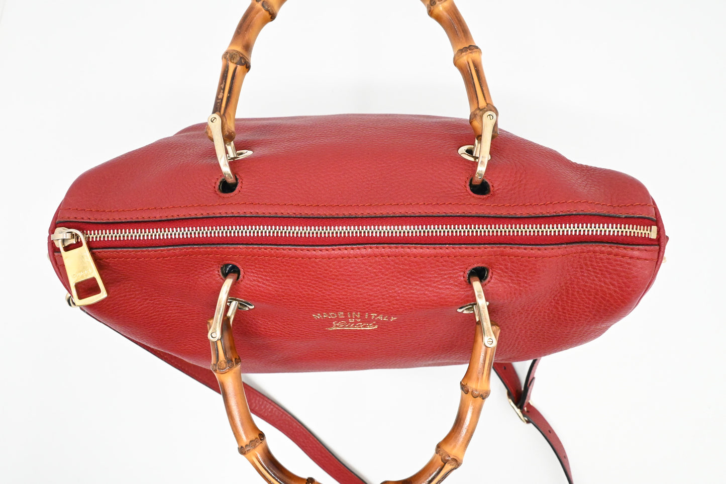Gucci Bamboo 2way Bag in Red Leather