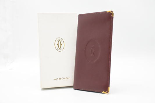 Cartier Long Wallet in Burgundy Leather