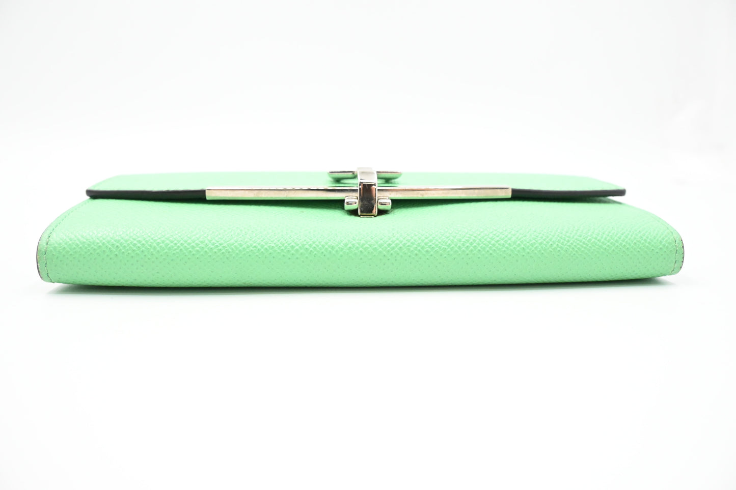 Ferragamo Gancini Long Wallet in Green Leather