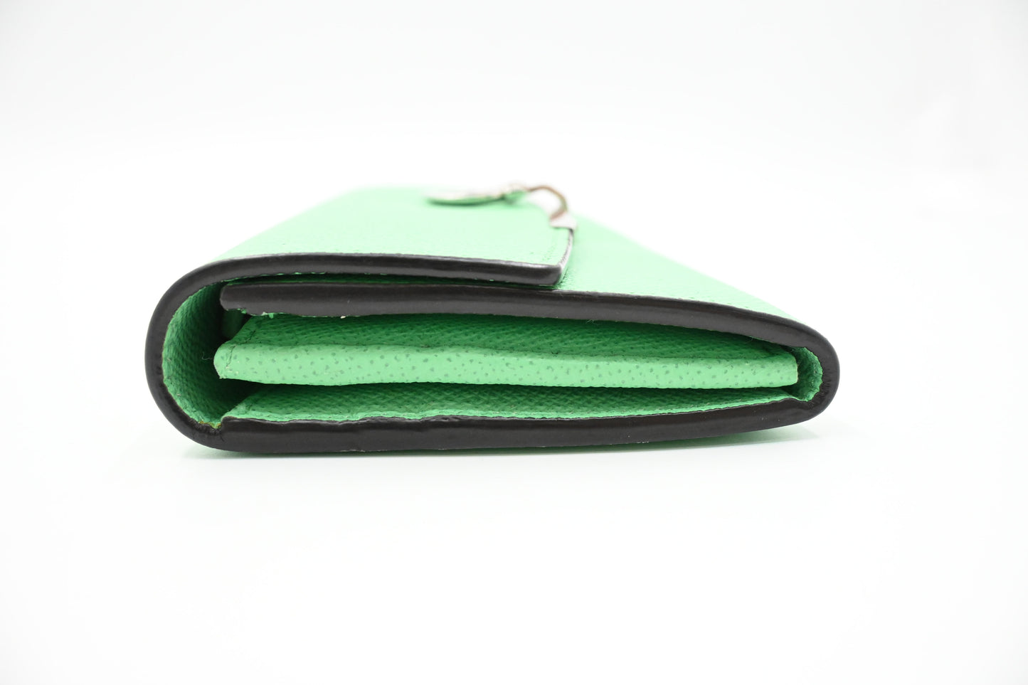 Ferragamo Gancini Long Wallet in Green Leather