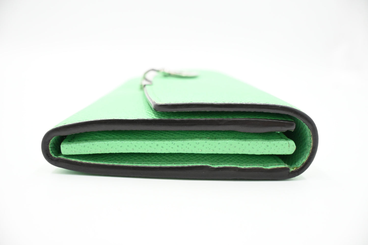 Ferragamo Gancini Long Wallet in Green Leather