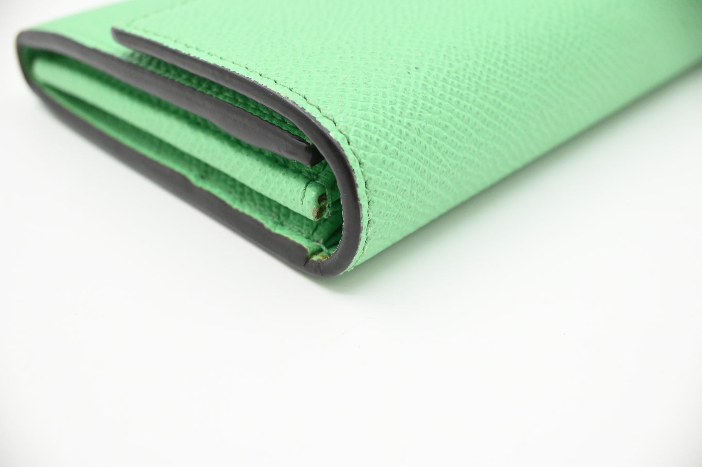 Ferragamo Gancini Long Wallet in Green Leather