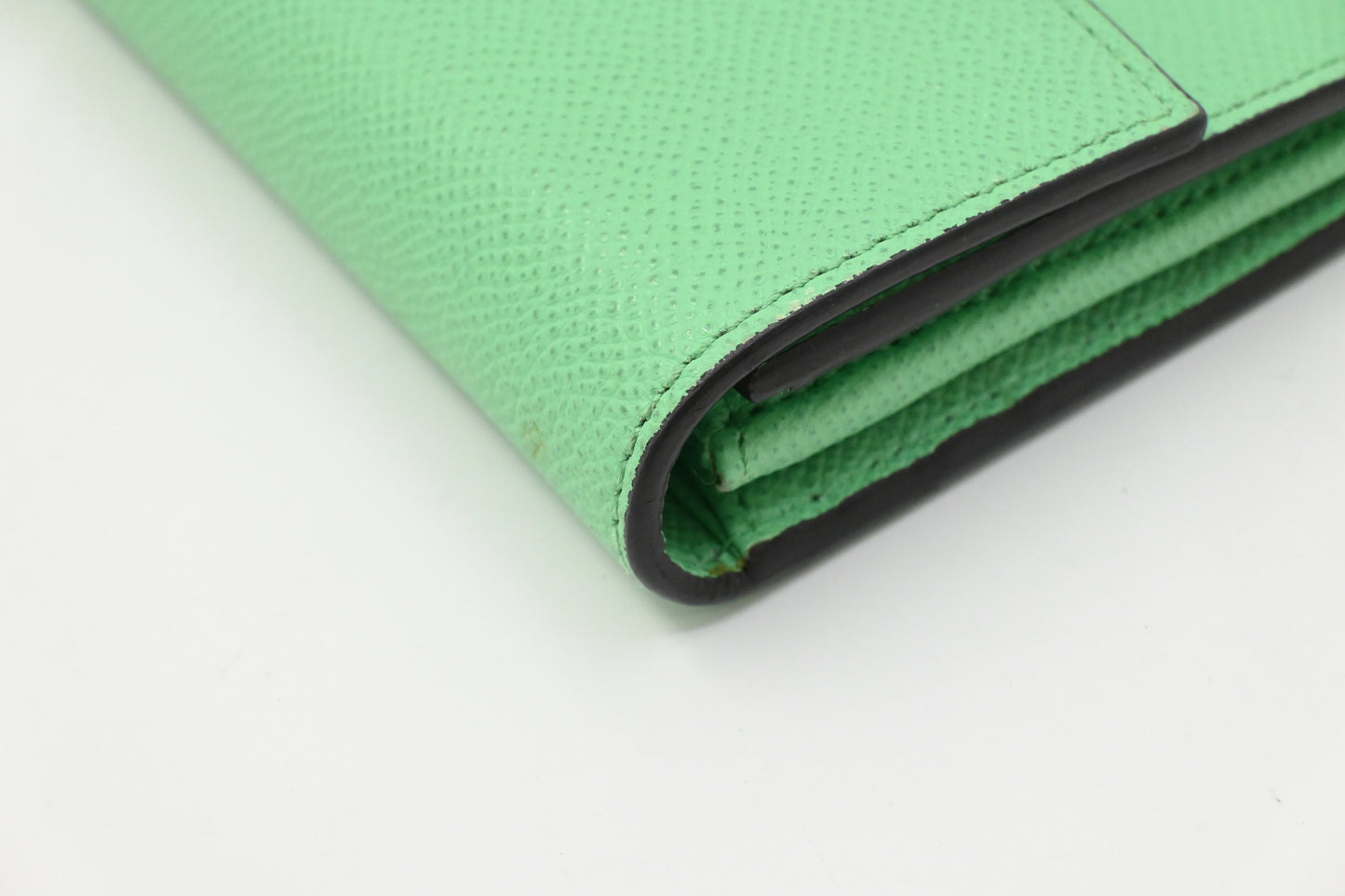 Ferragamo Gancini Long Wallet in Green Leather