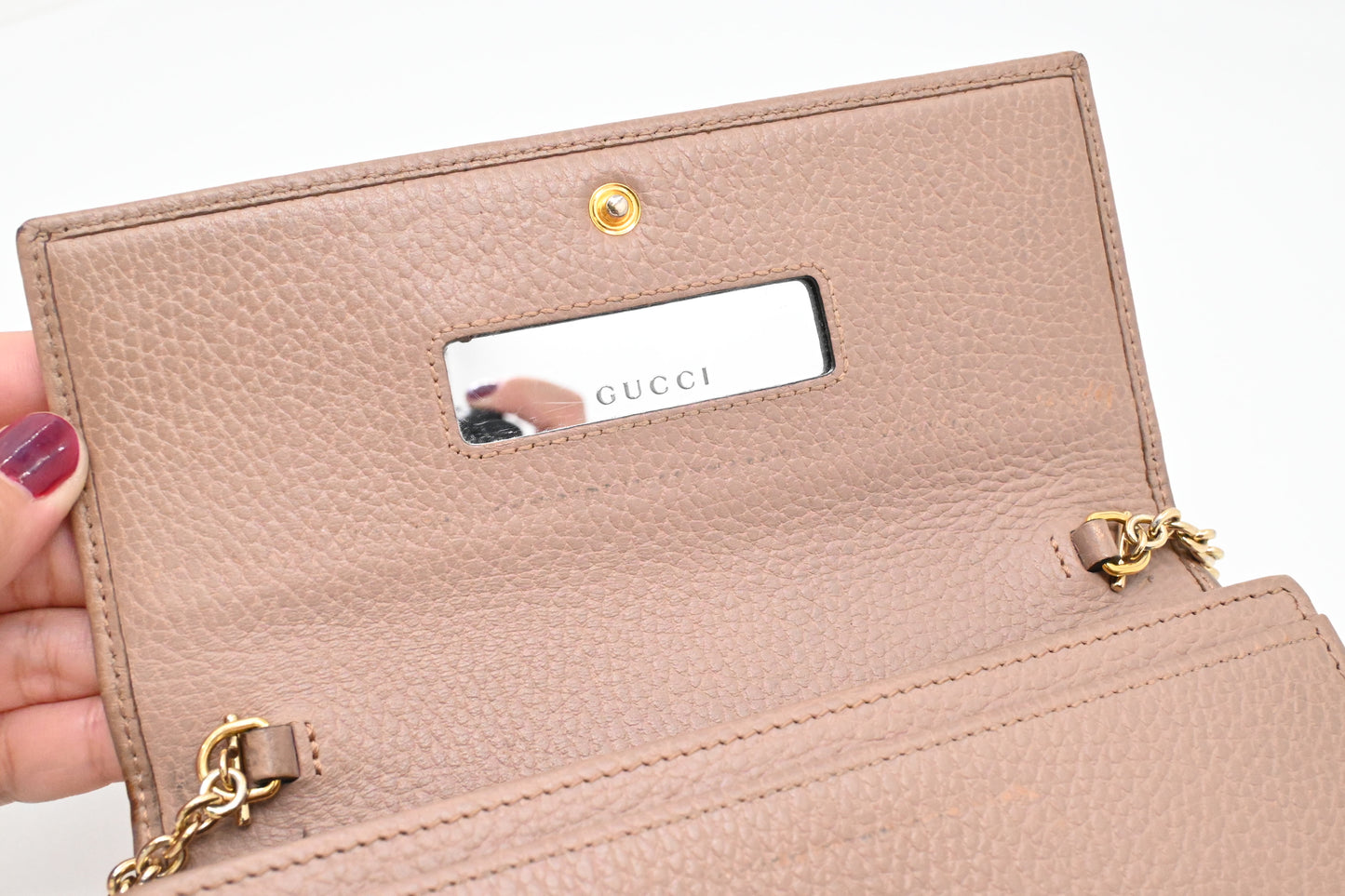 Gucci Wallet on Chain in Light Brown Leather