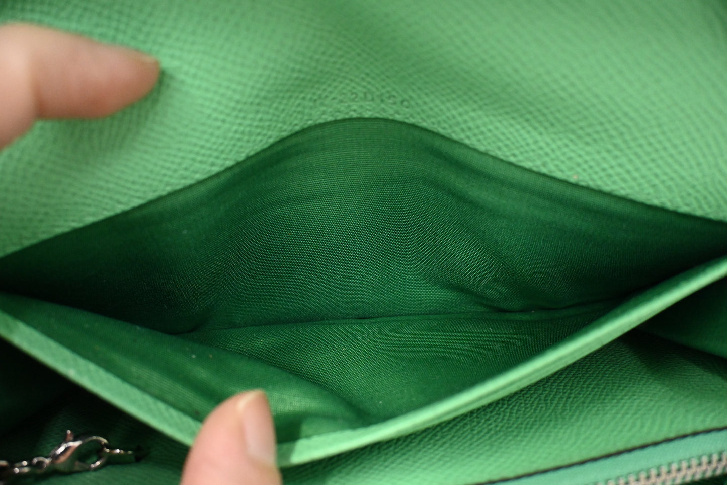 Ferragamo Gancini Long Wallet in Green Leather