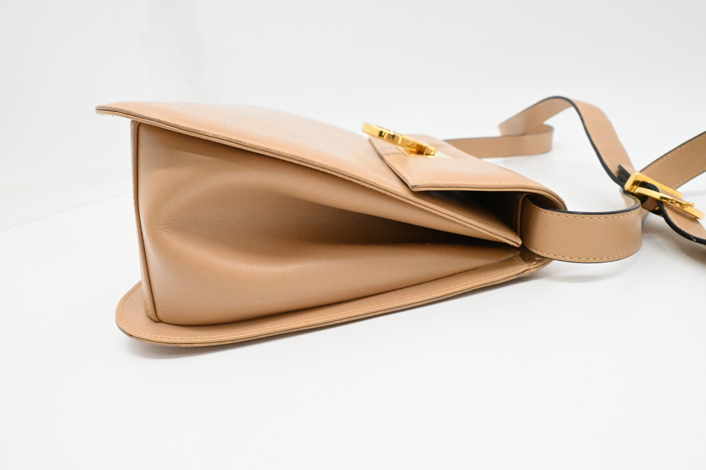 Ferragamo Gancini Crossbody in Beige Leather