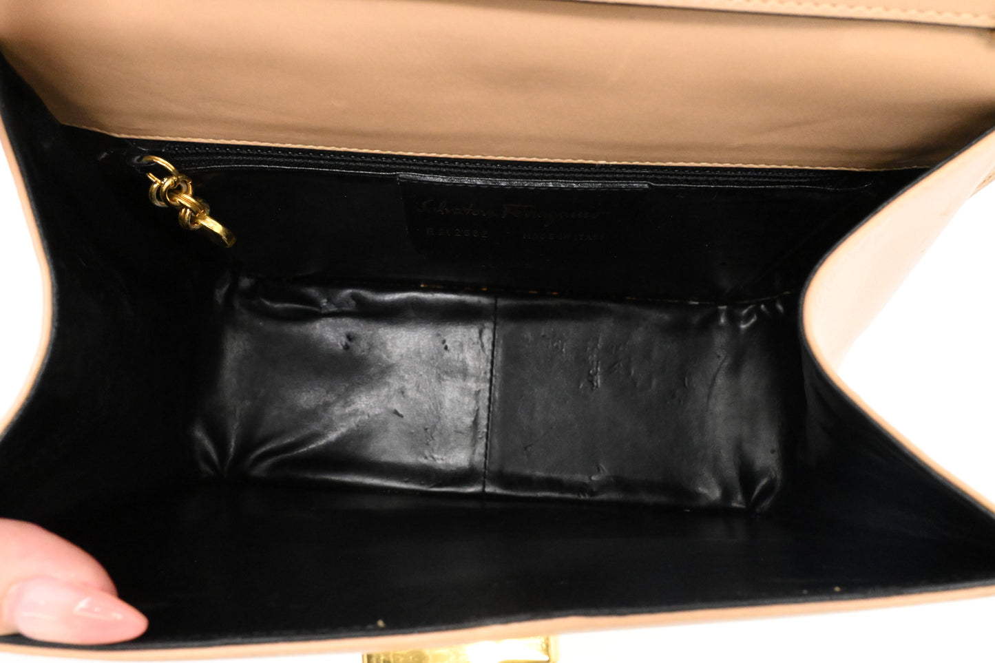 Ferragamo Gancini Crossbody in Beige Leather