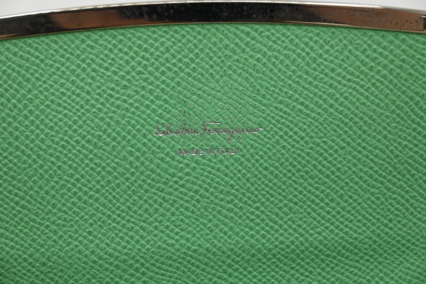 Ferragamo Gancini Long Wallet in Green Leather