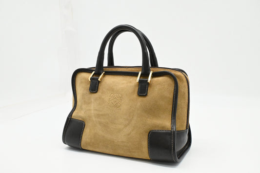 Loewe Amazona in Beige Suede & Brown Leather