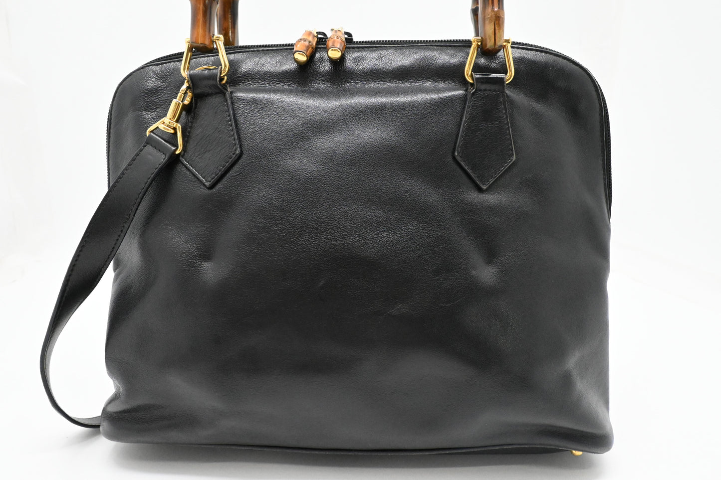 Gucci Bamboo Two Way Bag in Black Leather
