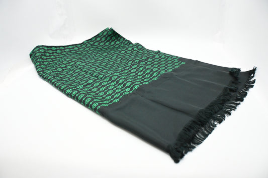 Hermes Stole in Black and Green Silk