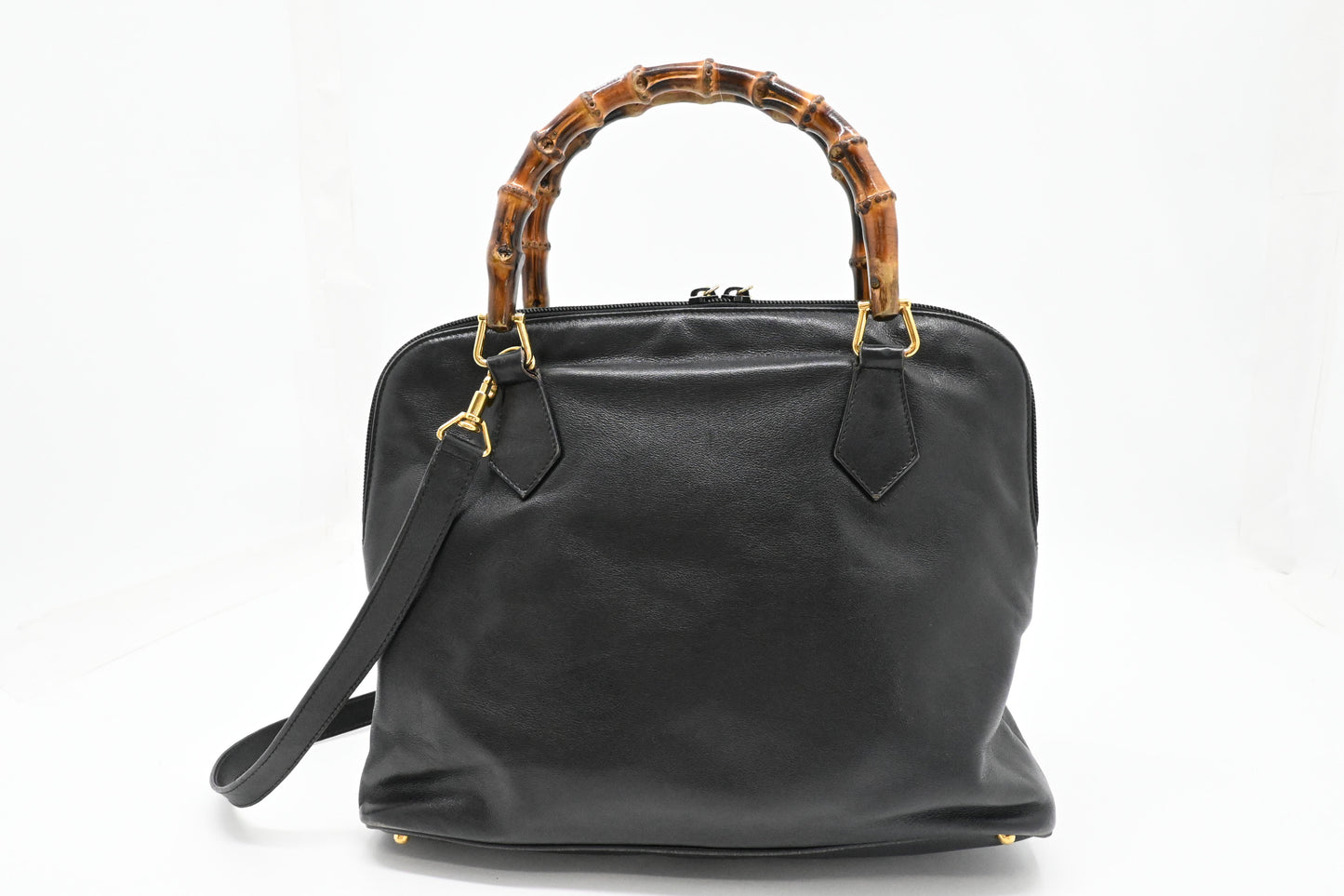 Gucci Bamboo Two Way Bag in Black Leather