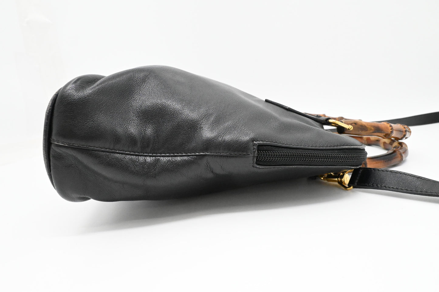 Gucci Bamboo Two Way Bag in Black Leather