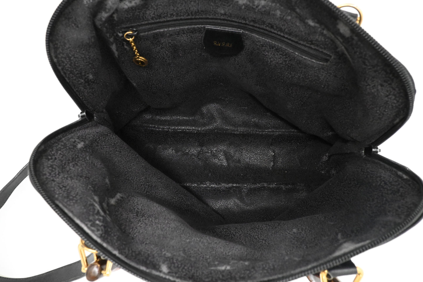 Gucci Bamboo Two Way Bag in Black Leather