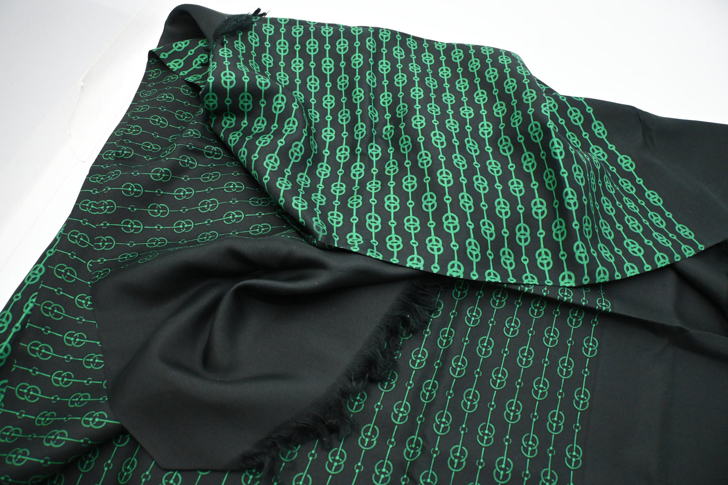 Hermes Stole in Black and Green Silk