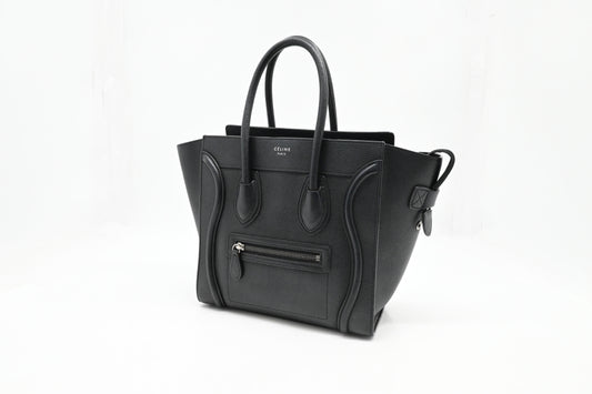 Celine Micro Luggage in Black Leather
