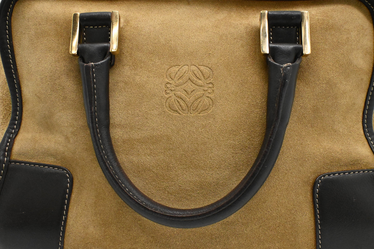 Loewe Amazona in Beige Suede & Brown Leather