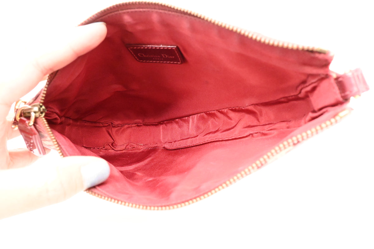 Dior Saddle Pochette in Red Oblique Coated Canvas