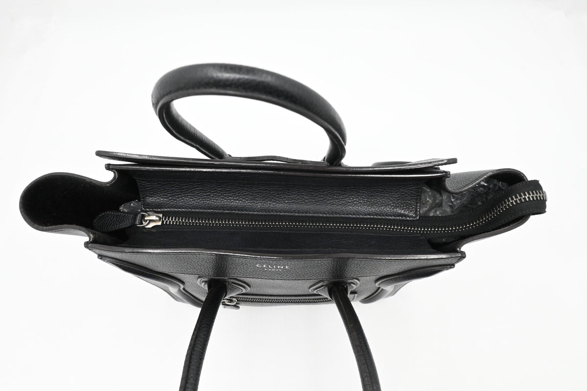 Celine Micro Luggage in Black Leather