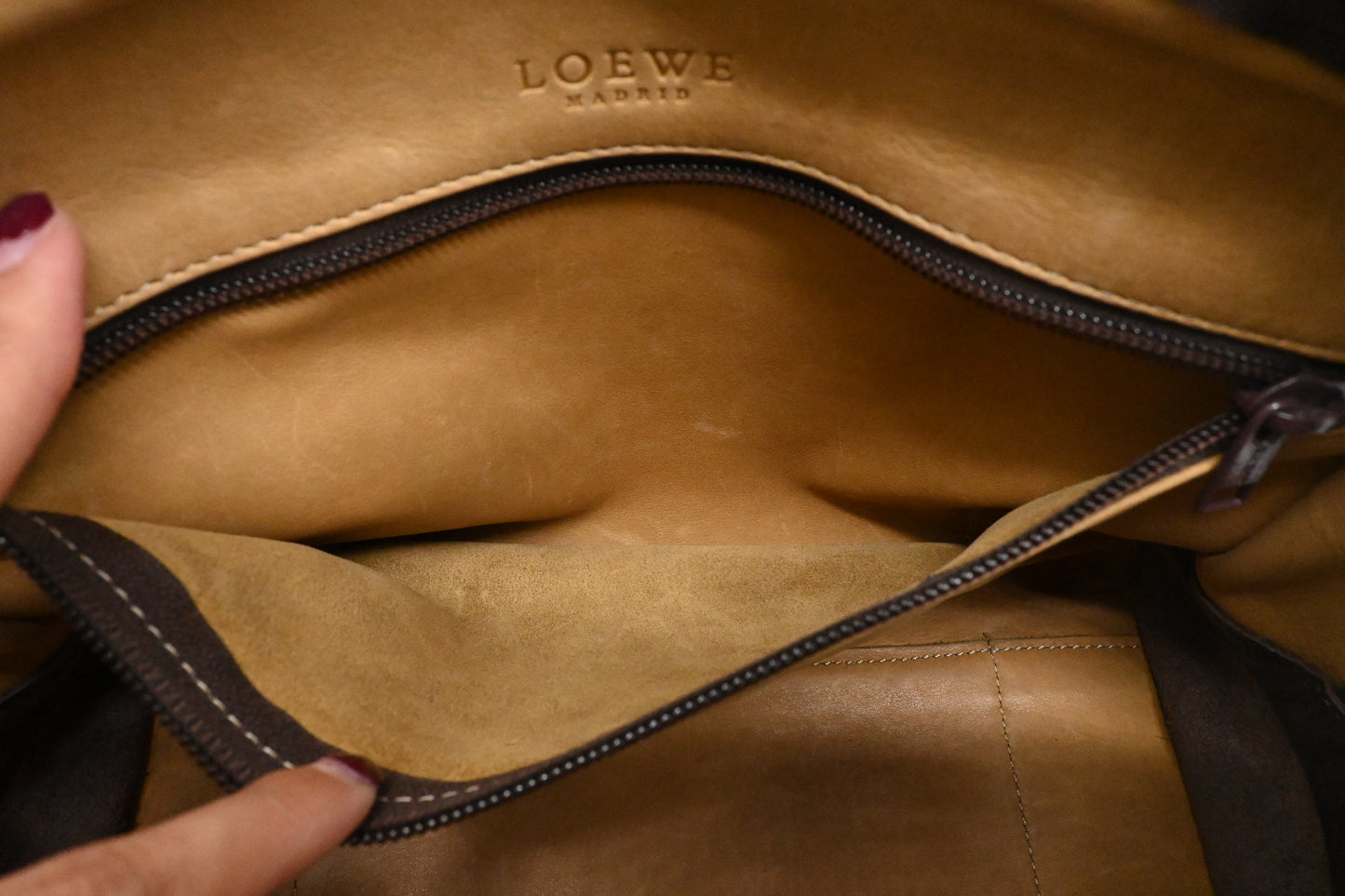 Loewe Amazona in Beige Suede & Brown Leather
