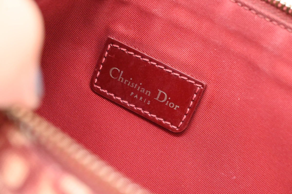 Dior Saddle Pochette in Red Oblique Coated Canvas