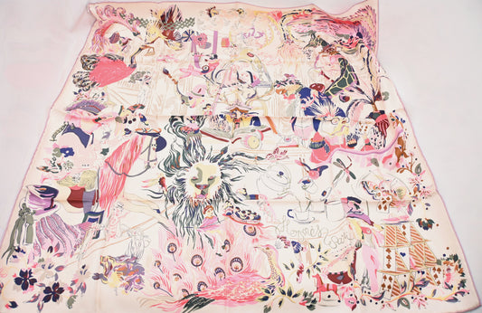 Hermes 'Emile Et Une Nuit' Carre 90 in Pink Silk