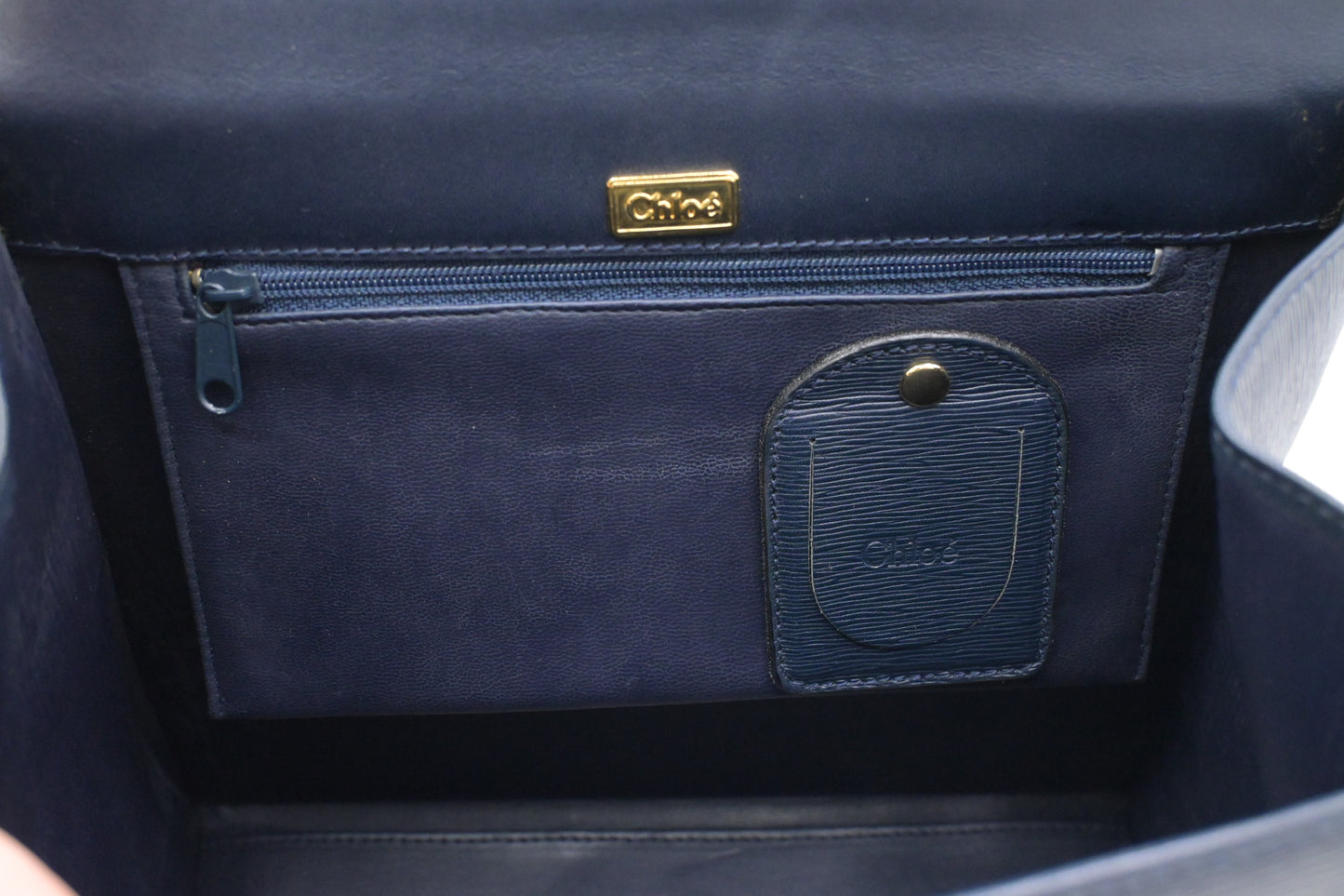 Chloe 2way Bag in Navy Blue Leather