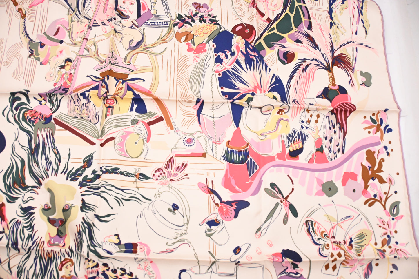 Hermes 'Emile Et Une Nuit' Carre 90 in Pink Silk