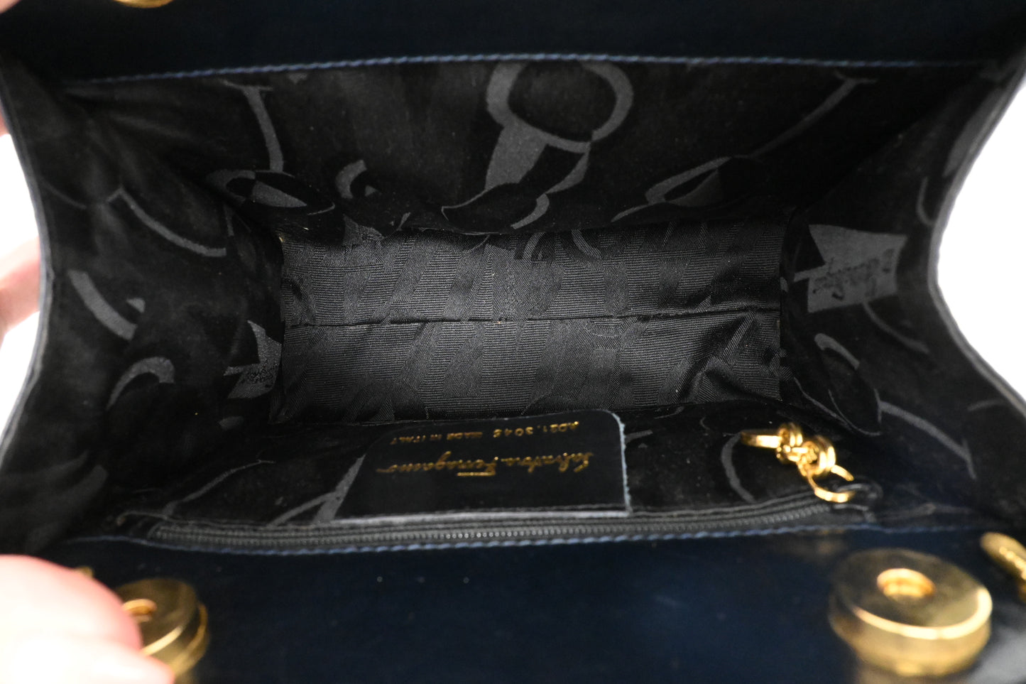 Ferragamo Shoulder Bag in Gray Canvas