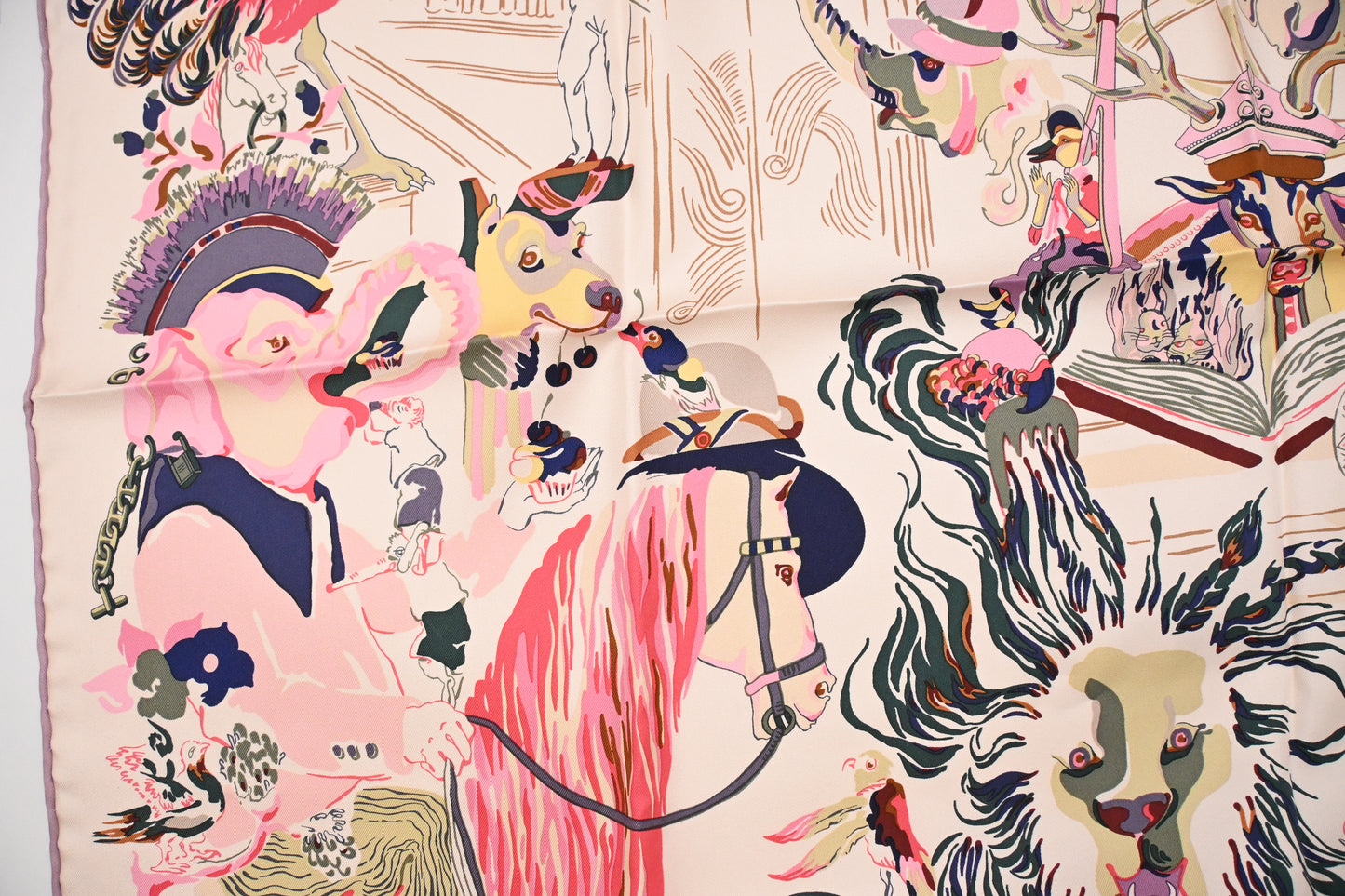 Hermes 'Emile Et Une Nuit' Carre 90 in Pink Silk