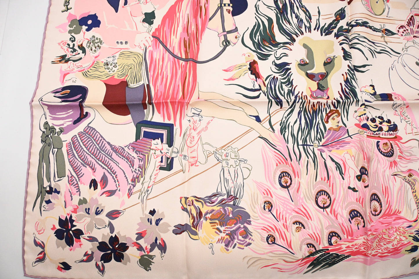 Hermes 'Emile Et Une Nuit' Carre 90 in Pink Silk