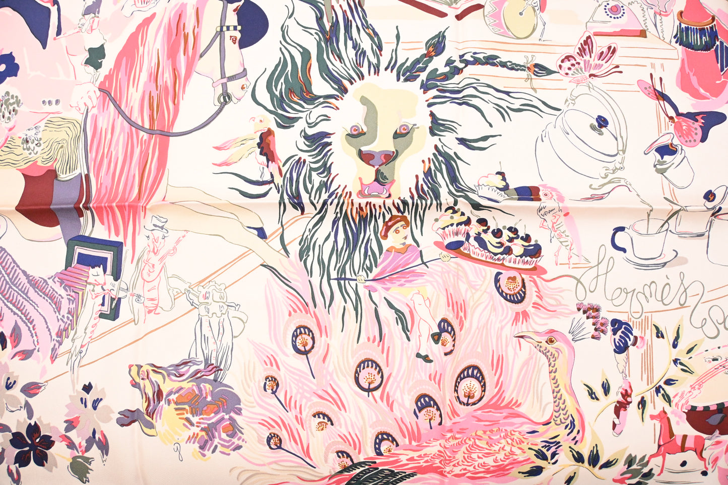 Hermes 'Emile Et Une Nuit' Carre 90 in Pink Silk