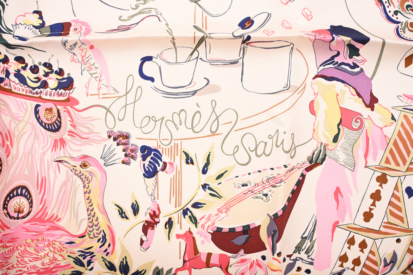 Hermes 'Emile Et Une Nuit' Carre 90 in Pink Silk