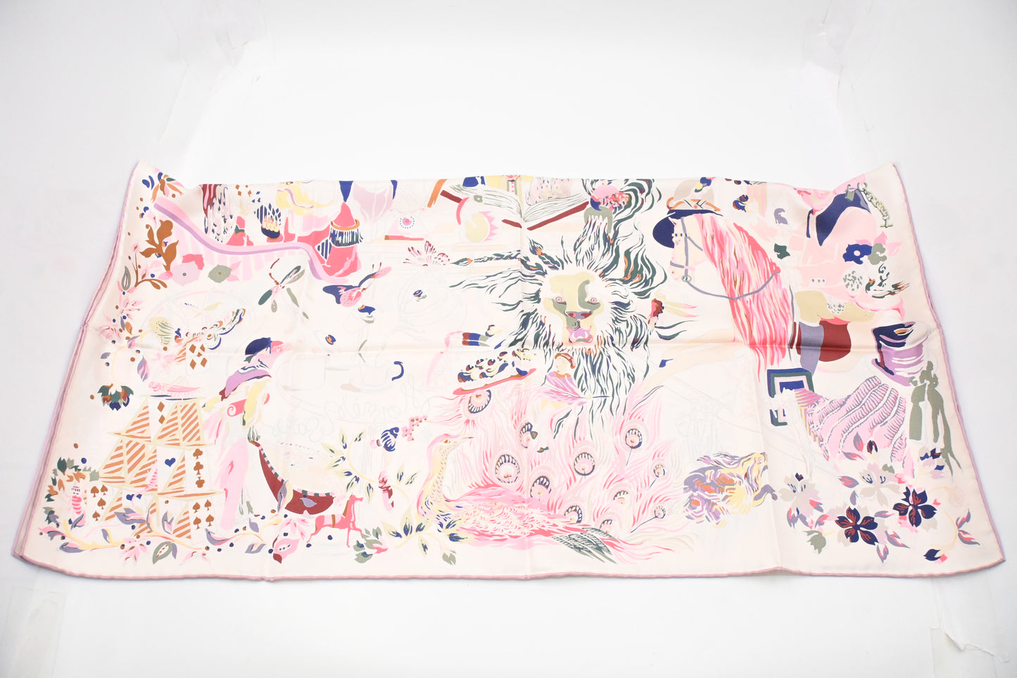 Hermes 'Emile Et Une Nuit' Carre 90 in Pink Silk