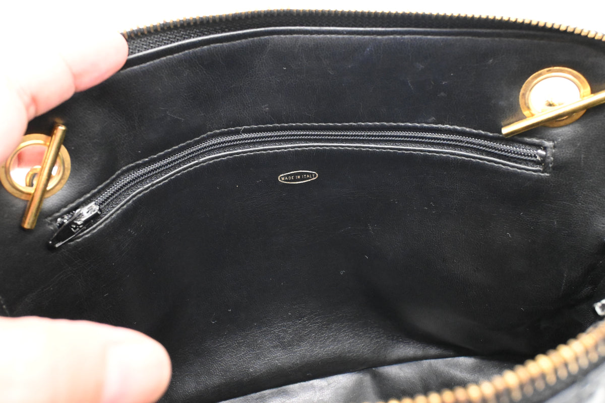 Chanel Chain Shoulder Bag in Black Leather