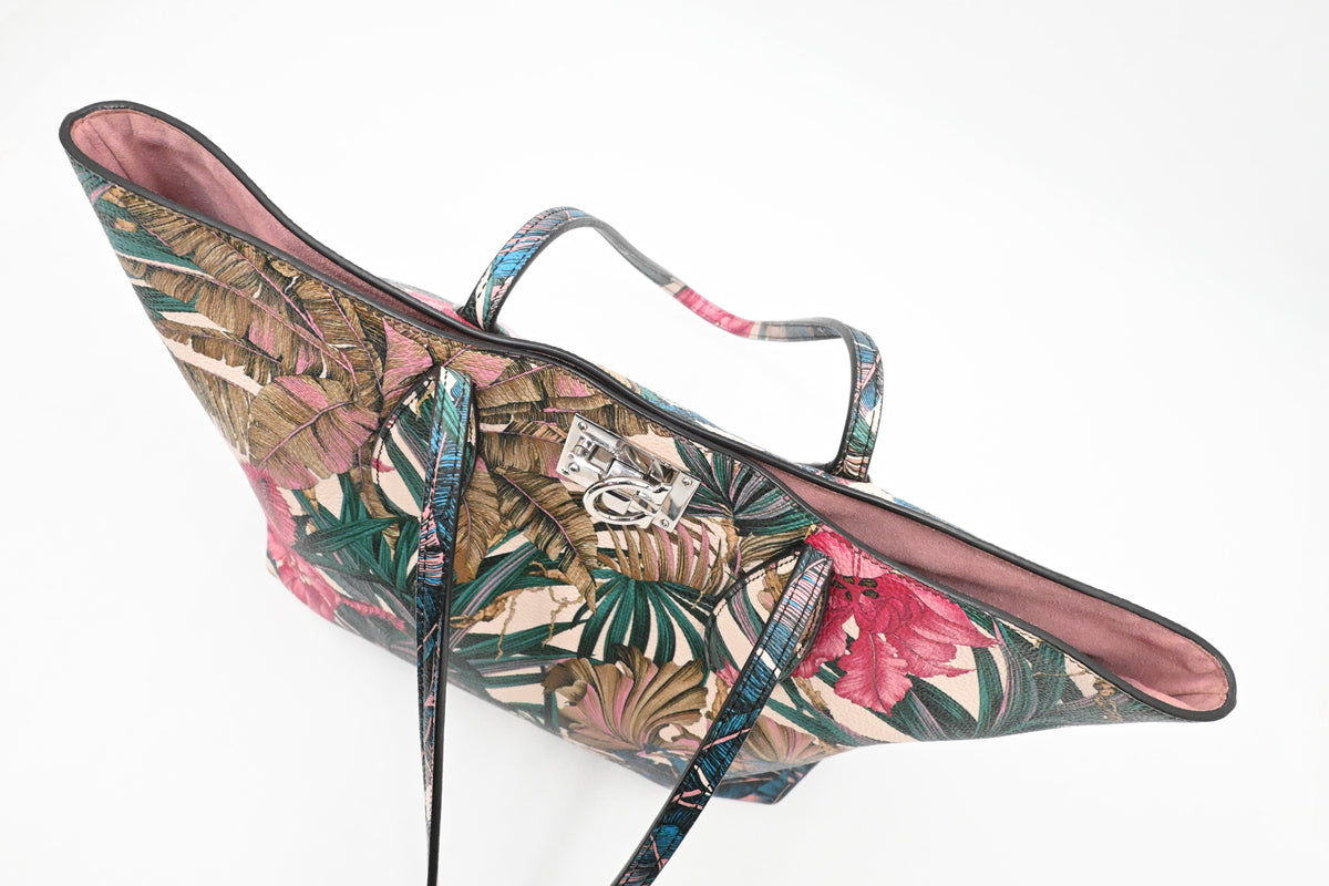 Ferragamo Tote Bag in Tropical Print Leather