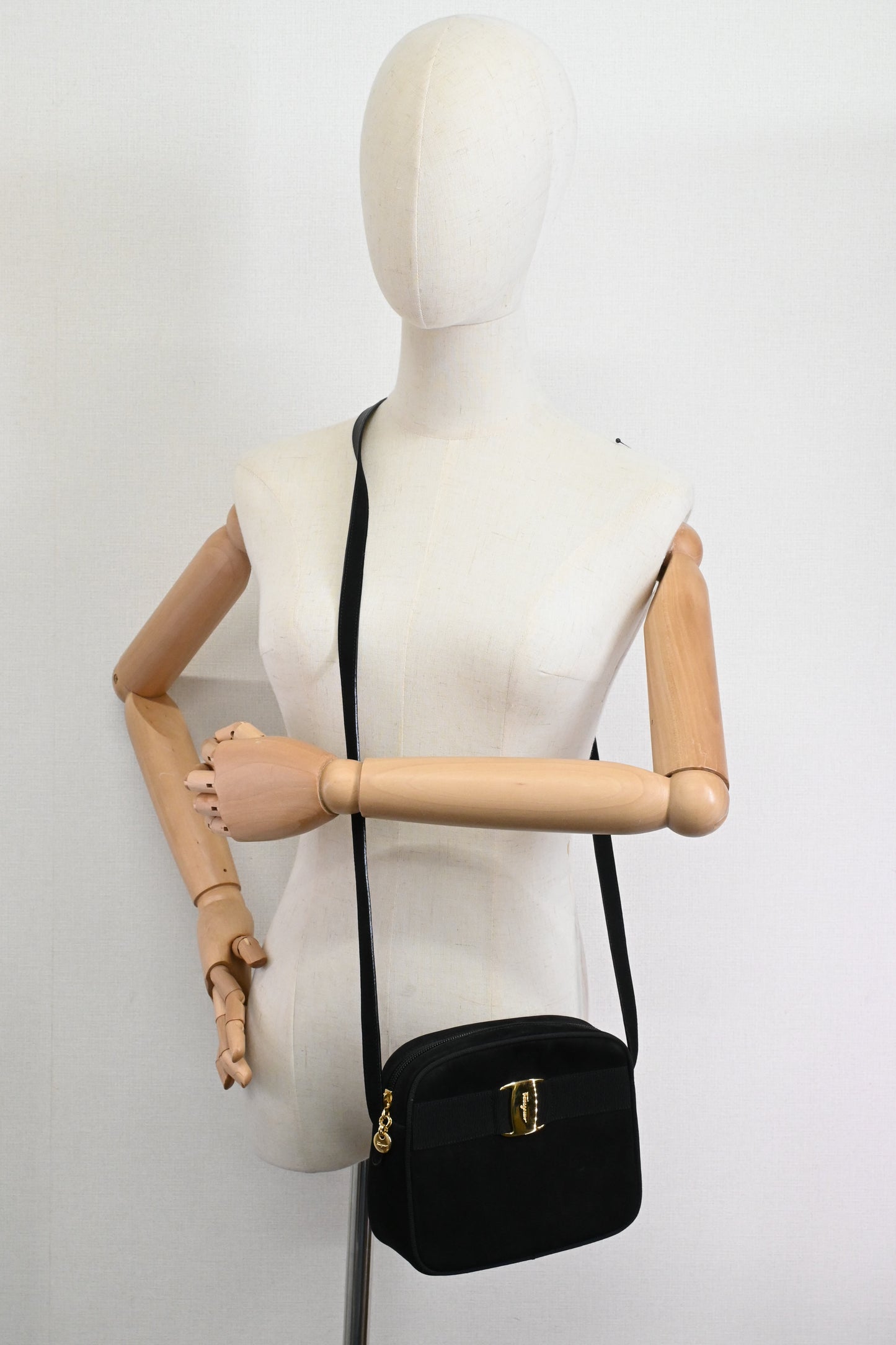 Ferragamo Crossbody Bag in Black Suede Leather