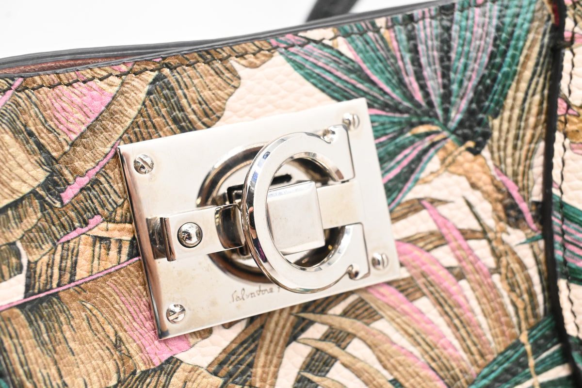 Ferragamo Tote Bag in Tropical Print Leather