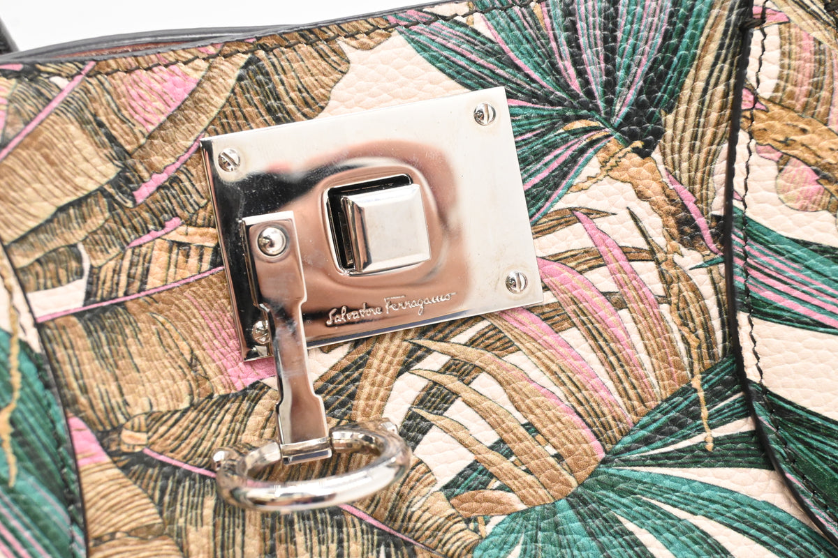 Ferragamo Tote Bag in Tropical Print Leather