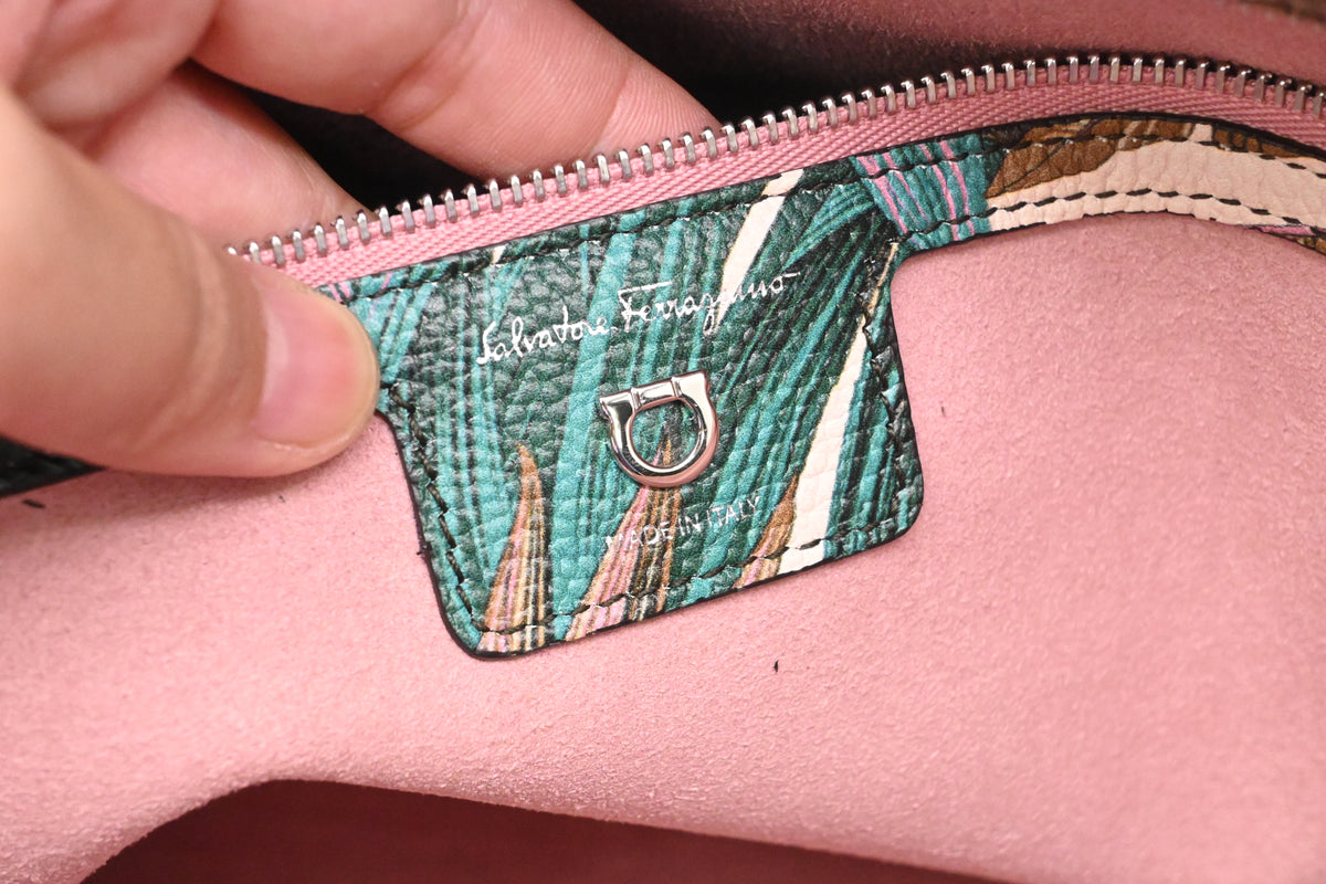 Ferragamo Tote Bag in Tropical Print Leather