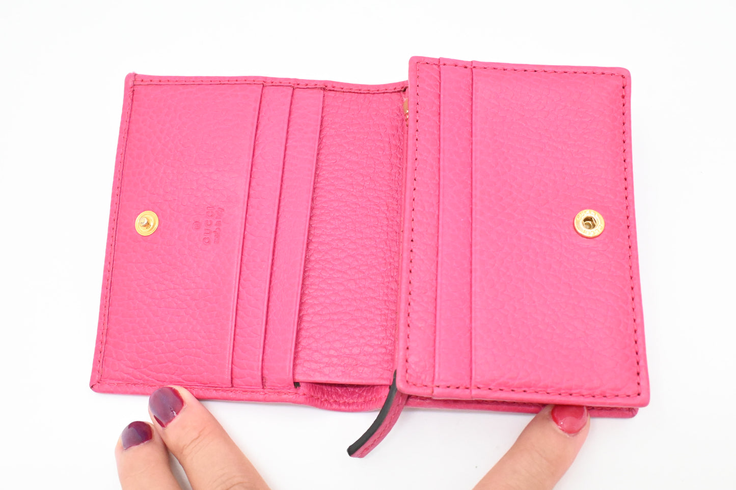 Gucci Compact Wallet in Pink Leather
